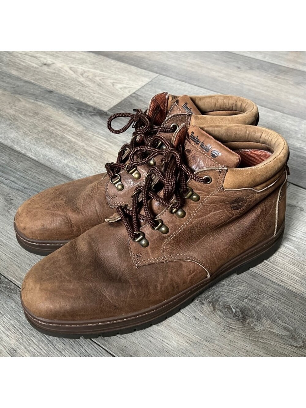 Timberland Men's 12 Chukka Boots Brown Leather Lace Up Hiking Work